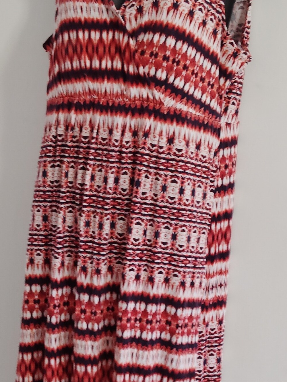 St. John's Bay Sleeveless Maxi Dress in Red, White & Navy Pattern